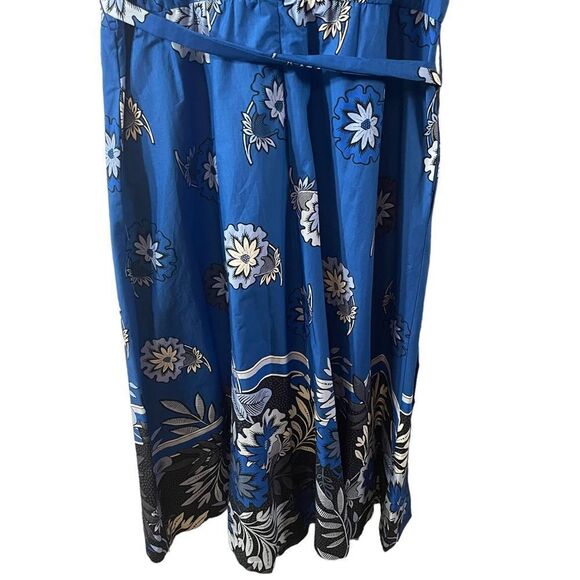 Ann Taylor Tie-Front Poplin Dress Blue Floral Midi Size 6 NWT - Picture 10 of 11